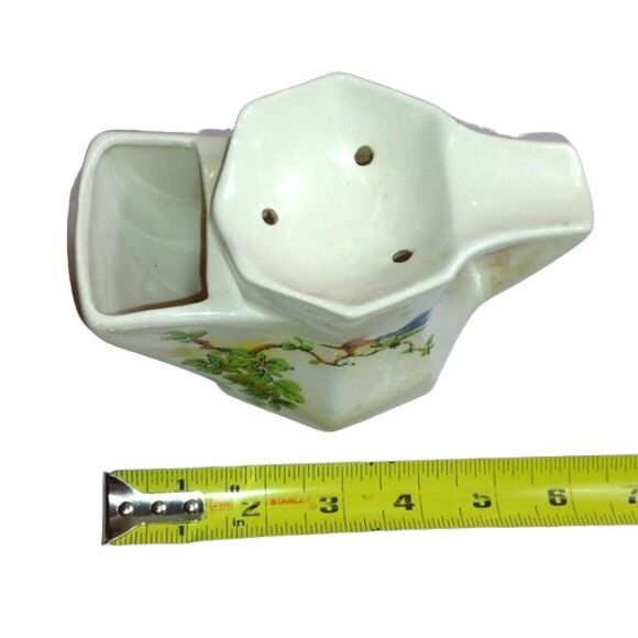 Vintage White Ceramic Shaving Mug‎ with Tropical Bird on Tree - Picture 8 of 9